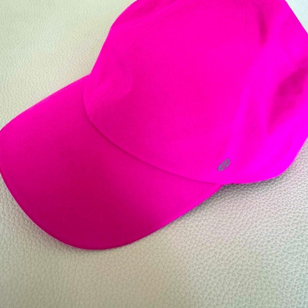 Lululemon Hot pink soft nylon baseball cap.